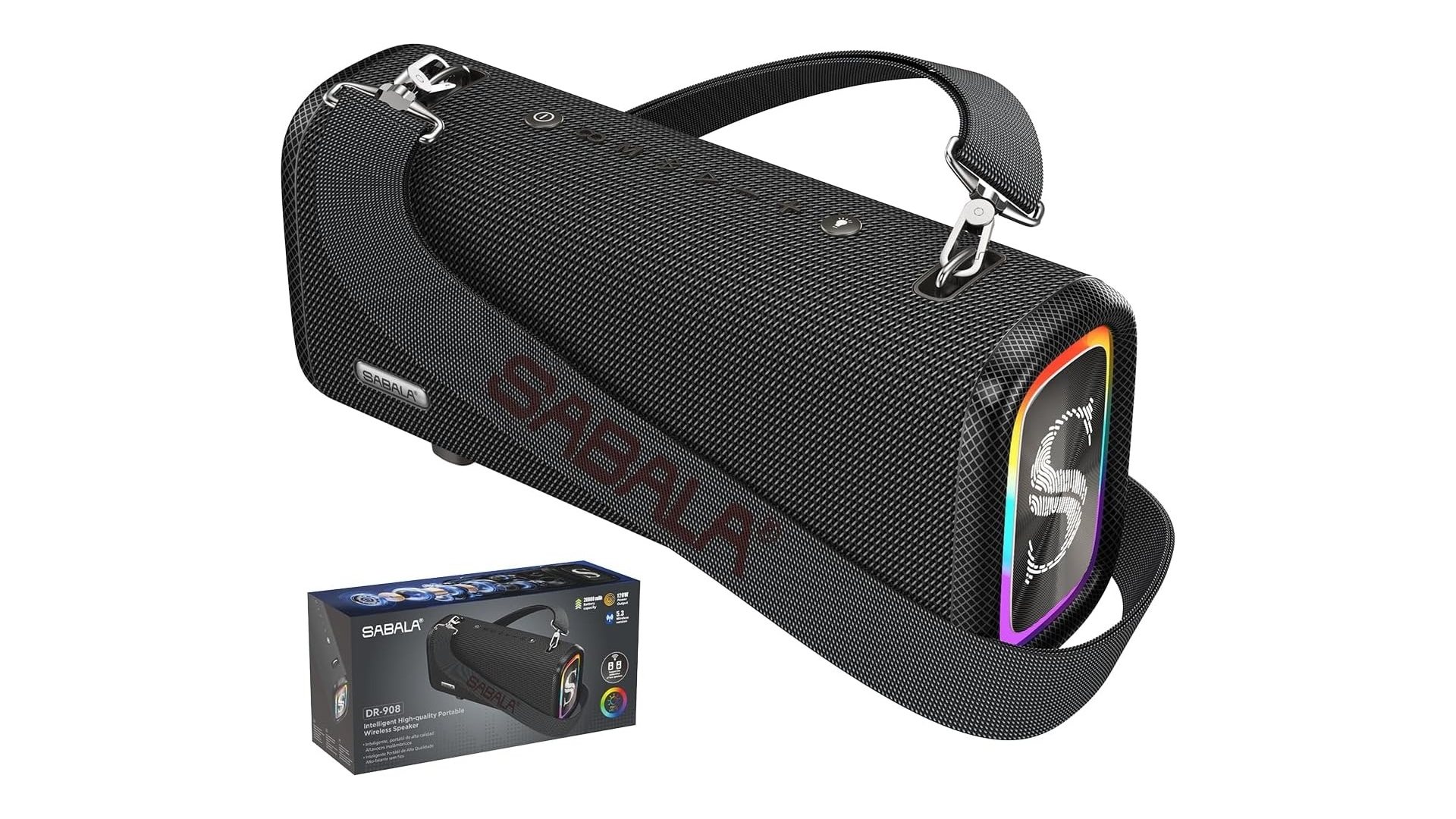 Caixa de som Bluetooth SABALA DR-908 com 120W está em oferta incrível na Amazon