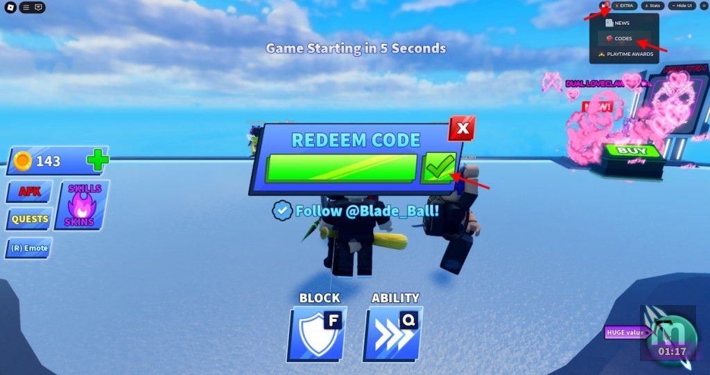 Blade Ball Codes: novos códigos atualizados de outubro de 2025 com recompensas especiais