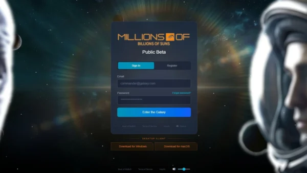 Millions of Billions of Suns: Novo MMO de ficção científica suporta 100 mil players simultâneos